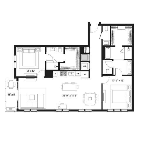 Lux 1480 Floor Plan Lux 1480 Floor Plan at SLX Atlanta, Georgia, 30341